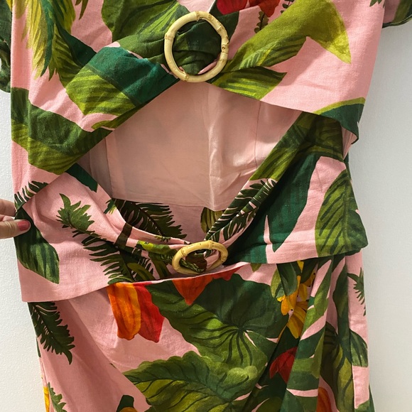 Farm Rio Pink Cocoa Forest Cut-Out Mini Dress large - Picture 7 of 7